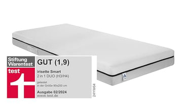 Irisette Smart 2 in 1 Duo 7-zone cold foam mattress, Stiftung Warentest test rating 1.9 (issue 02/2024) Duo firmness level H3 and H4, 100 x 200 cm, Oeko-Tex certified on sale